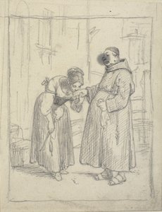 Kız bir keşişin elini öper by Wilhelm Marstrand