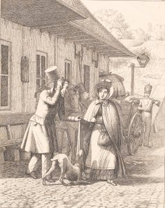 Bir tüketici tezgahının dışındaki sahne by Wilhelm Marstrand