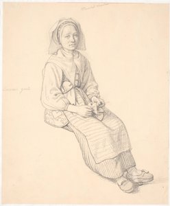 Oturan İsveçli karısı örgü ile by Wilhelm Marstrand
