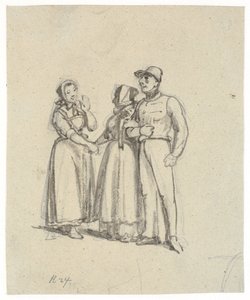 Askerin annesi bir tanıdıkla tanışır. by Wilhelm Marstrand