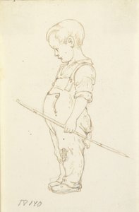 Elinde bir sopayla duran küçük çocuk by Wilhelm Marstrand
