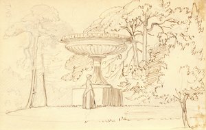 Devasa bir kasenin yanında bir bayanla güney bahçesi by Wilhelm Marstrand