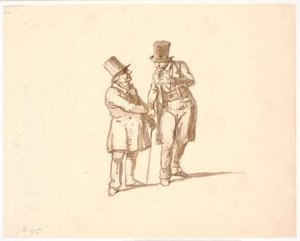 Birlikte konuşurken uzun şapkalı iki beyefendi by Wilhelm Marstrand