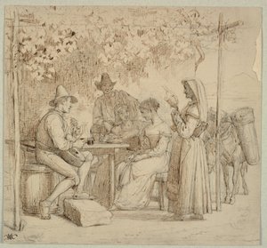 Bir peynir fabrikasının dışında by Wilhelm Marstrand