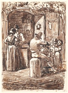 İtalya'da bir şarap dükkanının dışında by Wilhelm Marstrand