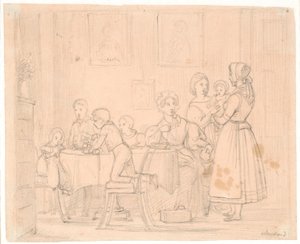 Waagepetersen Aile Resminin Taslağı by Wilhelm Marstrand