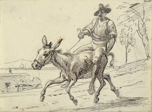 Genç adam eşeğe biniyor by Wilhelm Marstrand