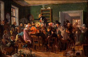 Bir müzayededen bir sahne, 1835. by Wilhelm Nicolai Marstrand
