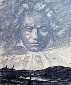 Beethoven Dehasına Bir Övgü, 'Simplicissimus' dergisinden illüstrasyon, Münih 1920 (litho)