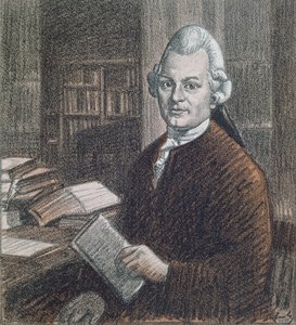 Gotthold Ephraim Lessing'in Portresi (1729-81), 'Simplicissimus' dergisinden illüstrasyon
