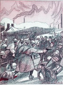 Ruhr İşgali sırasında Fransız Ordusu'nun baskısı, 'Simplicissimus'tan, Ocak 1924 (renkli lito)