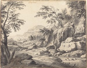 Şelaleli Klasik Manzara by Wilhelm von Bemmel