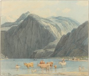 St. Bartholomëe Kayalıkları ile Königsee by Wilhelm von Kobell