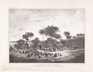 Aankomst van Prins Diepo Black in MagelangLe Prince Diepo Black (nesnedeki başlık) Java Adası Savaşı Üzerine Atlas Anıları 1825 - 1830 (seri başlığı) by Wilhelmus van Groenewoud