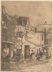 Rijswijk'teki evler by Willem Adrianus Grondhout (signed by artist)