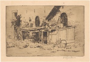 Voorburg'da bir bahçede tavuk kümesi by Willem Adrianus Grondhout (signed by artist)