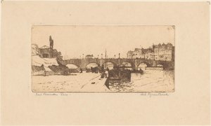 Paris'teki Pont de la Tournelle by Willem Adrianus Grondhout (signed by artist)