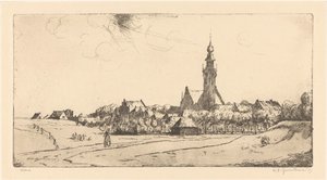 Veere (nesne üzerindeki orijinal başlık) by Willem Adrianus Grondhout (signed by artist)
