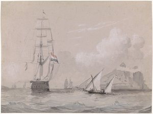 Cebelitarık kıyılarında Hollandalı yelkenli gemi