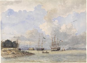 Bir Amerikan ve İsveç gemisiyle Rotterdam için Maas