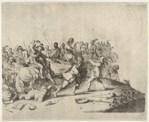 Atlılar ve piyadeler arasındaki savaş by Willem Basse