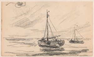 Denizde iki balıkçı teknesi by Willem Bastiaan Tholen
