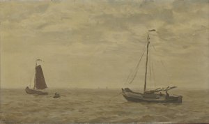 Balıkçı tekneleri ile deniz manzarası by Willem Bastiaan Tholen