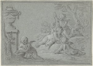 Vazolu bir manzarada putti by Willem Bilderdijk