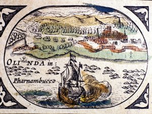 Brezilya, Pernambuc görünümü (Recife), Atlas, W. G. Blaeu, Amsterdam 1600. by Willem Blaeu