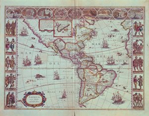 Güney Amerika haritasını gösteren levha by Willem Blaeu