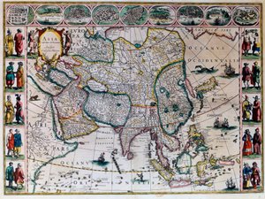 The theatre of the world or the new atlas Amsterdam. Geographic map of Asia by Willem Janszoon Blaeu (1571-1638) by Willem Blaeu