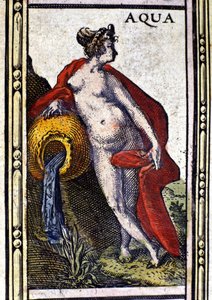 Water, one of the four elements, represented in the Atlas of W. Blaeu printed in Amsterdam in 1655. by Willem Blaeu