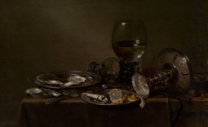 İstiridye, Gümüş Tazza ve Züccaciye ile Natürmort, 1635.