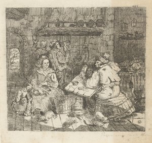 Kağıt oynayan ve mutfakta içki içen erkekler by Willem Cornelis van Dijk