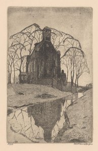 köy kilisesi by Willem Jansen (graveur) (signed by artist)