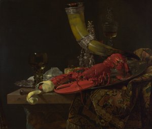 Aziz Sebastian Okçular Loncasının İçme Boynuzu ile Natürmort, Istakoz ve Gözlük, c. 1653