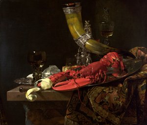Aziz Sebastian Okçular Loncasının İçme Boynuzu ile Natürmort, Istakoz ve Bardaklar, c.1653 (tuval üzerine yağlı boya)