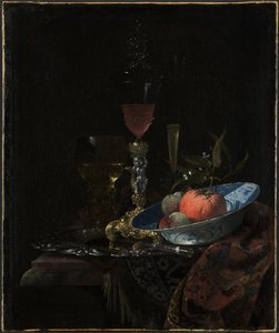 Şarap kadehi ve bir kase meyve, 1663. by Willem Kalf