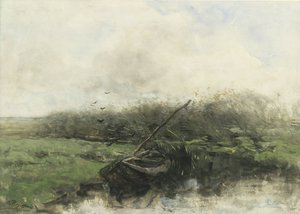 Bir hendekte kürek teknesi by Willem Maris
