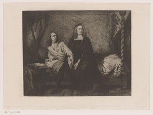 Hapishane kapısında bir yatakta oturan de Witt kardeşler by Willem Philip van der Veken (attributed to)