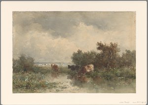 Bir su birikintisi içinde üç inek by Willem Roelofs (I)