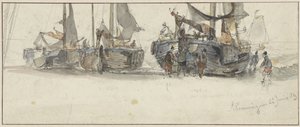 Scheveningen sahilinde balıkçı tekneleri by Willem Roelofs (I)