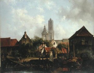 Utrecht ile Kanal Sahnesi (tuval üzerine yağlı boya)