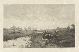 İnekler ile polder manzara by Willem Steelink (II)