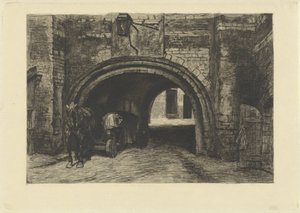 Eski bir kapının altında atlı araç by Willem Steelink (II)
