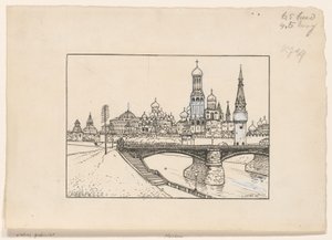 Moskova'da Kremlin'in görünümü by Ludwig Willem Reymert Wenckebach
