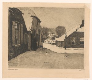 Ede'de karla kaplı evler by Willem Witsen (signed by artist)