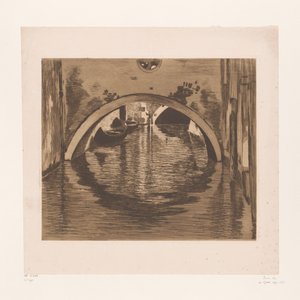 İki kayıklı bir köprünün altından manzara Köprünün altında, Venedik (orijinal başlık) by Willem Witsen (signed by artist)