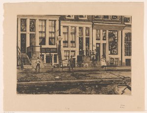 Amsterdam'daki Oude Waal'deki evlerin görünümü by Willem Witsen (signed by artist)