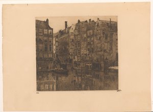 Oudezijds Voorburgwal ve Amsterdam'daki Oudezijds Kolk by Willem Witsen (signed by artist)